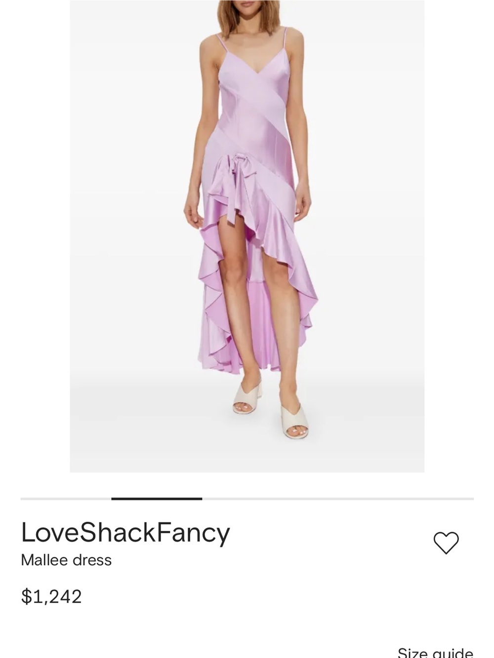LoveShackFancy Lavender High-Low Ruffle Slip Dress